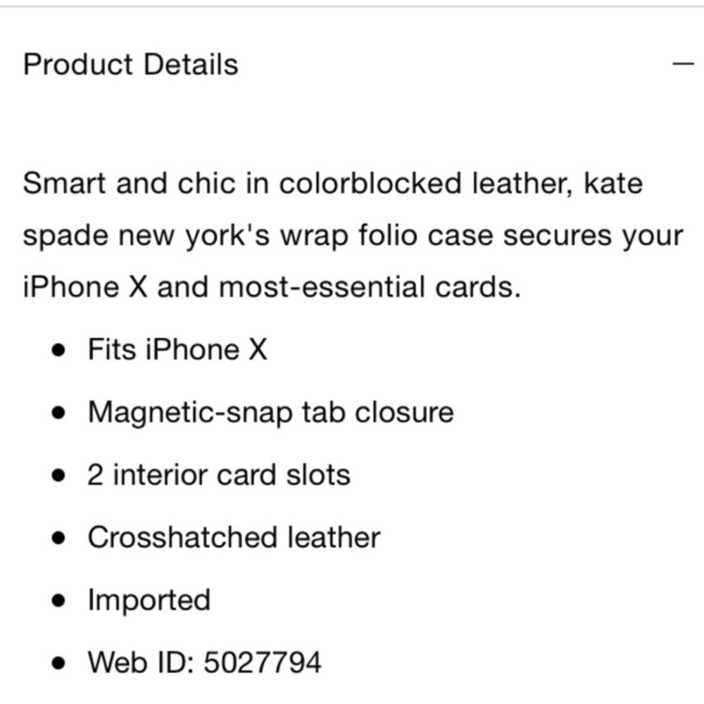 Kate spade iPhone X wallet magnet folio case NWT - Picture 3 of 3